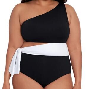 Lauren Ralph Lauren NWT Plus Size Bel Air Cut Out One Shoulder Size 20W Black